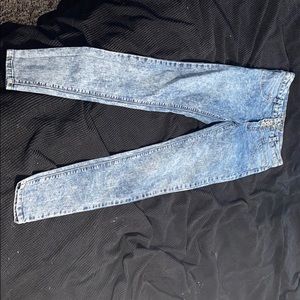 mid-rise acid washed jeans